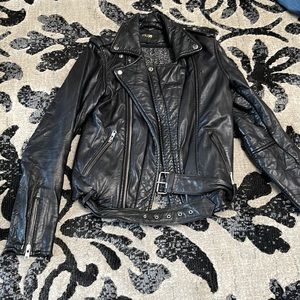 Maje black leather jacket size 40